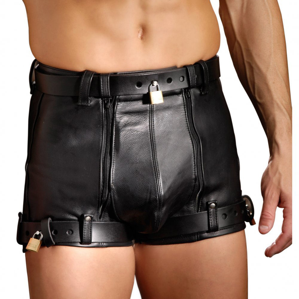 Leather Chastity BDSM Shorts