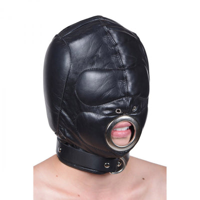 Leather Padded BDSM Hood with Mouth Hole
