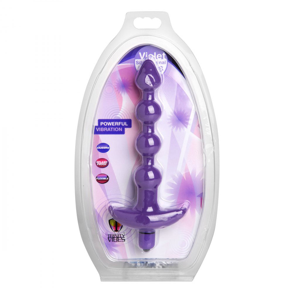 Violet Vibrating Silicone Anal Beads
