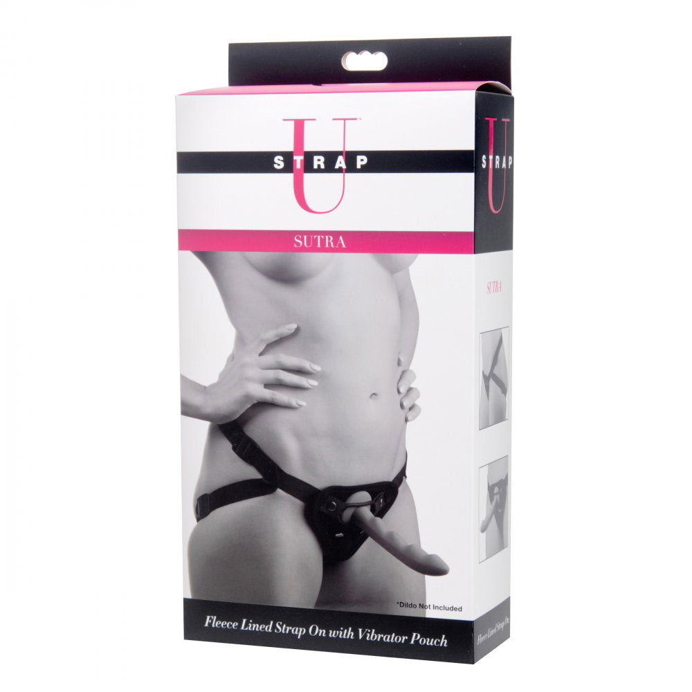 Sutra Fleece-Lined Strap On with Vibrator Pouch