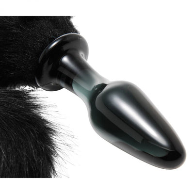 Midnight Fox Glass Butt Plug With Tail By XR Brands