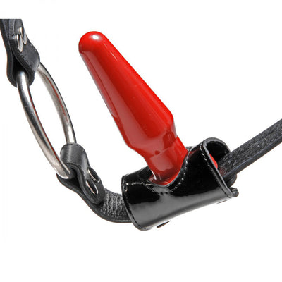 Locking Leather Cock Ring and Anal Plug Harness