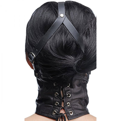 Leather Neck Corset Harness with Stuffer Gag