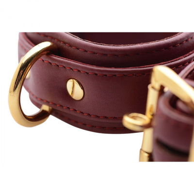 Strict Leather Luxury Burgundy Locking Wrist Cuffs