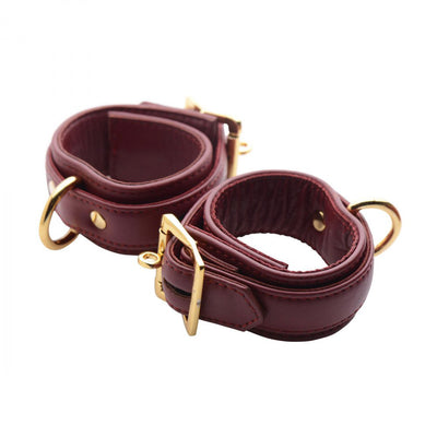 Strict Leather Luxury Burgundy Locking Wrist Cuffs