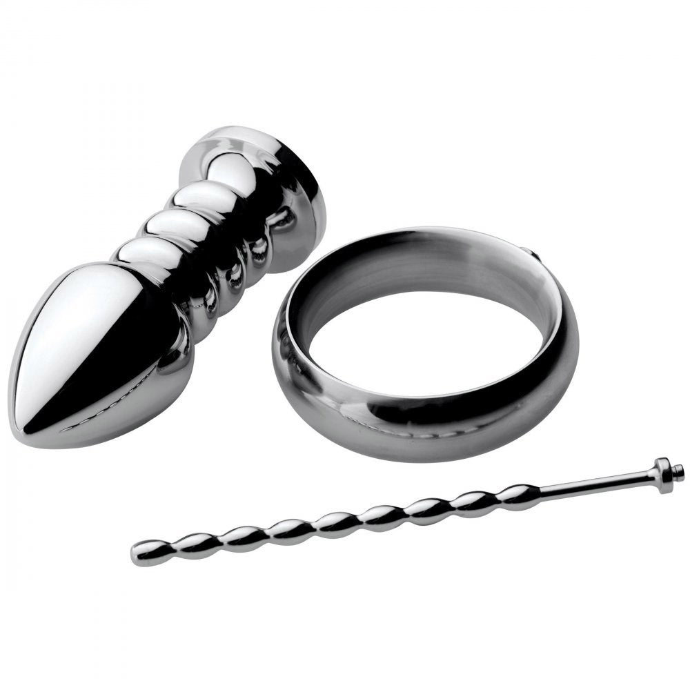 Zeus Deluxe Series Voltaic Stainless Steel Male E-stim Kit
