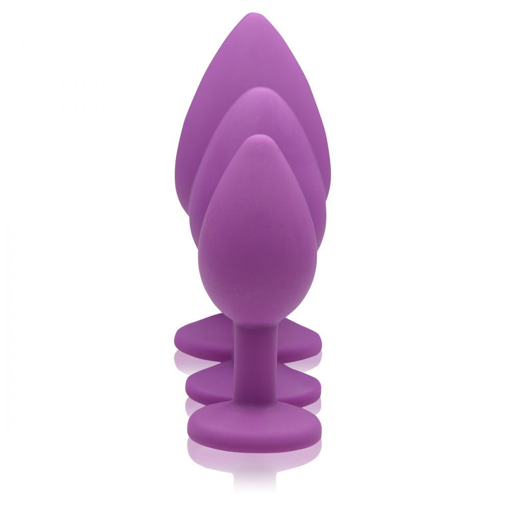 Pleasure 3 Piece Silicone Anal Plugs with Gems