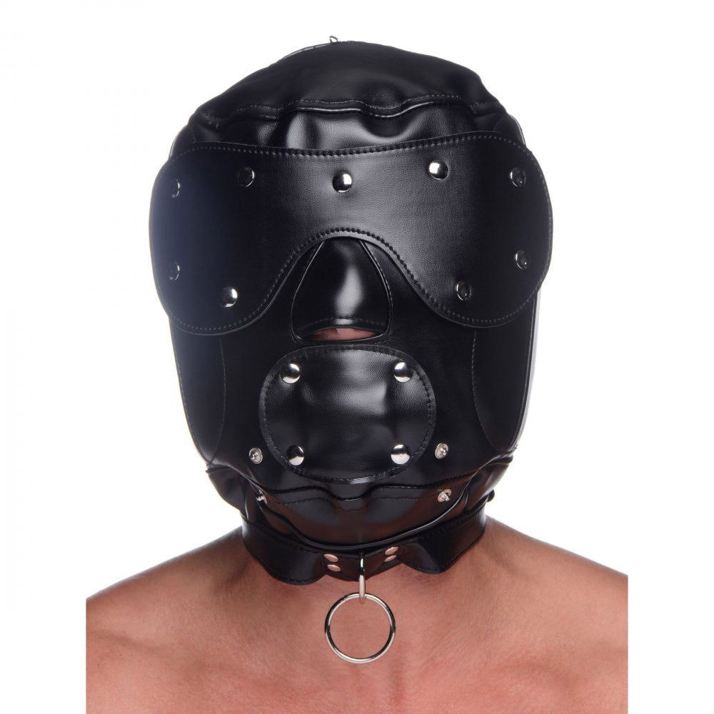 Muzzled Universal BDSM Hood with Removable Muzzle