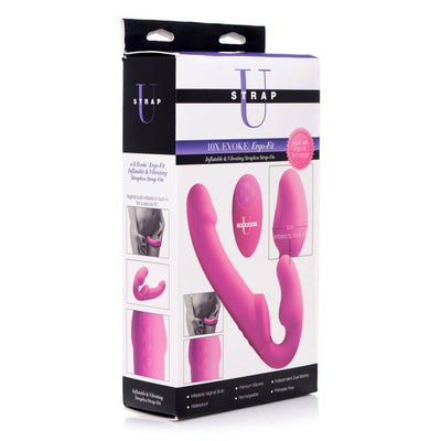 Worlds First Remote Control Inflatable Vibrating Silicone Strapless Strap-On