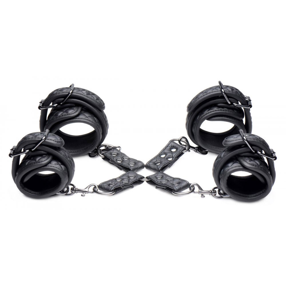 HogTie Leather Wrist and Ankle BDSM Restraint Kit