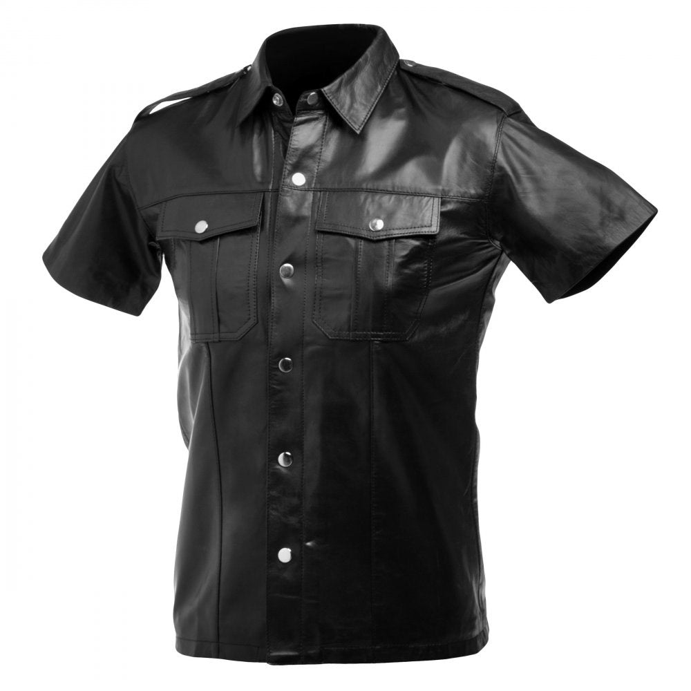 Lambskin Leather BDSM Police Shirt