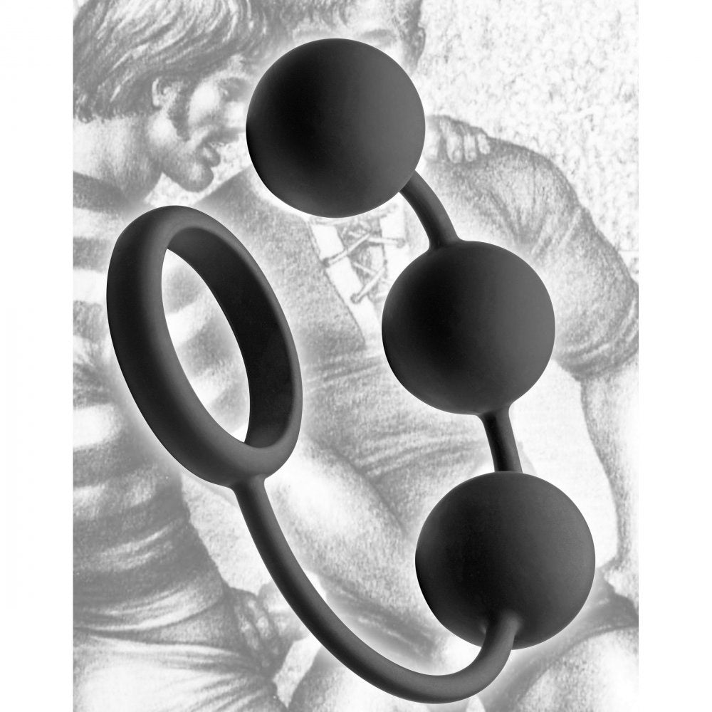 Silicone Cock Ring with 3 Weighted Balls