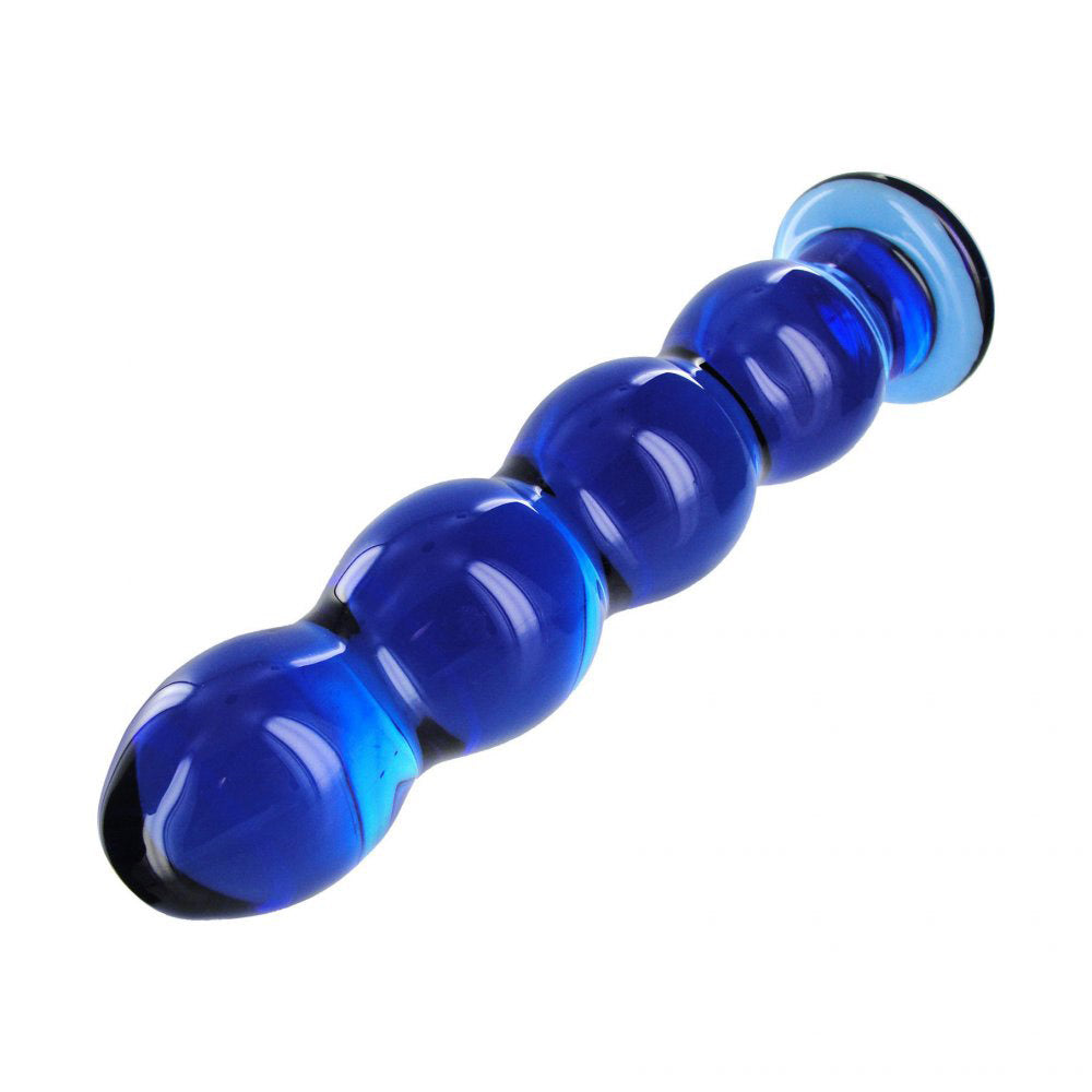 Nirvana Glass Anal Beads Cobalt 5 Inch By XR Brands